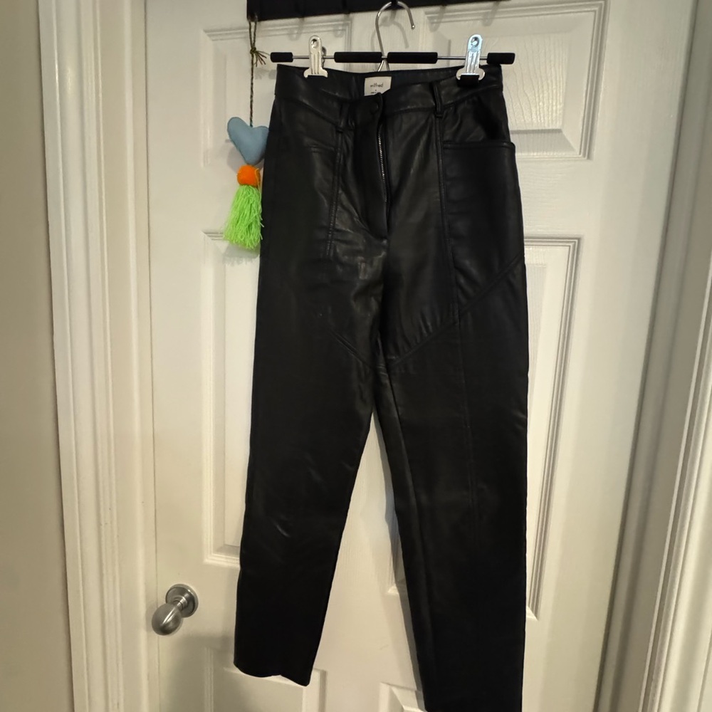 Wilfred rebel  Black Straight Leg Leather Pants